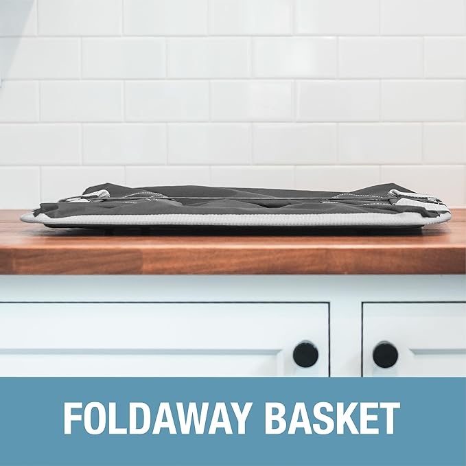 CleverMade Collapsible Laundry Basket Hamper - Denim Shadow Gray 2-Pack 60L - Space Saving Storage Organizer with Handles Foldable Home Organization