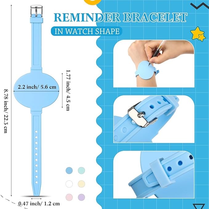 Skyygemm 12 Pcs Silicone Memo Wristbands Nurse Wearable Notepad Wristbands in Watch Shape Reminder Bracelet to Do List Erasable Notepad Gift for Nurse Week Veterinarian Nursing Essentials