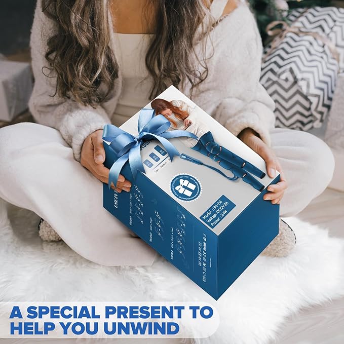 Air Compression Leg Massager with Heat - Ideal Christmas, Mother's Day and Father's Day Gifts for Men, Women, Dad, Mom - Relieves Foot and Knee Pain, Eases Varicose Veins, Cramps, Swelling and Edema
