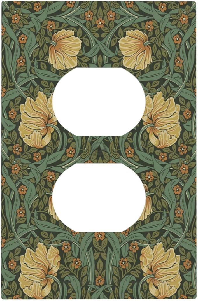 Outlet Covers William Morris Floral Vintage Flowers Pattern 1 Gang Duplex Wall Plate Decorative Switch Plates Electrical Receptacle Faceplate Light Switch Cover for Bedroom living Room Decor