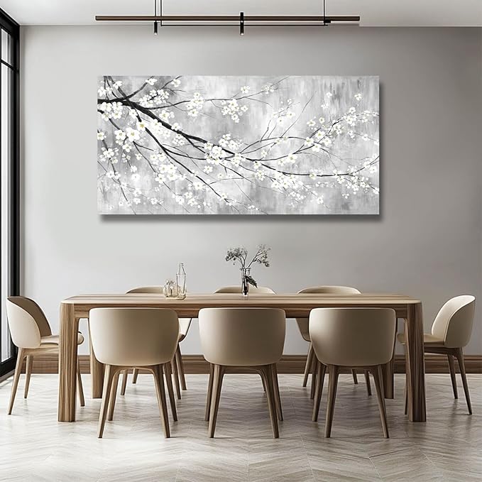MLART99 Plum Blossom Decorative Floral Pictures Flower Prints Wall Art 24"x48" Botanical Poster for Bedroom Wall Decoration Living Room Pictures