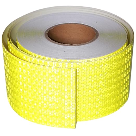 Industrial Reflective Tape Fluorescent Yellow 4 inch Wide, Outdoor Waterproof Hazard Conspicuity Safety Marking Tape (166 feet)