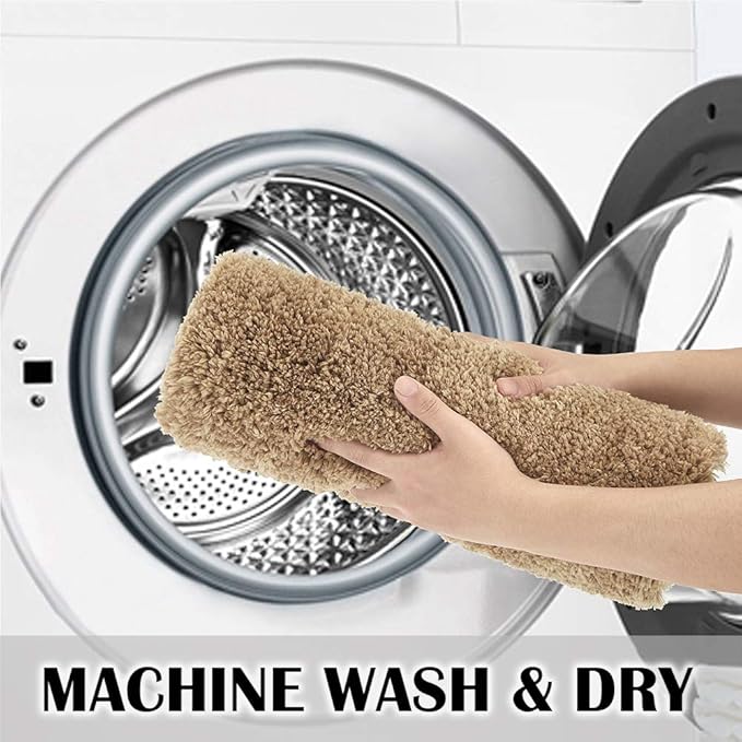 Suchtale Non Slip Bath Mat - Soft Microfiber Shaggy (16 x 24, Sand) Absorbent Machine Washable Thick Plush Mat
