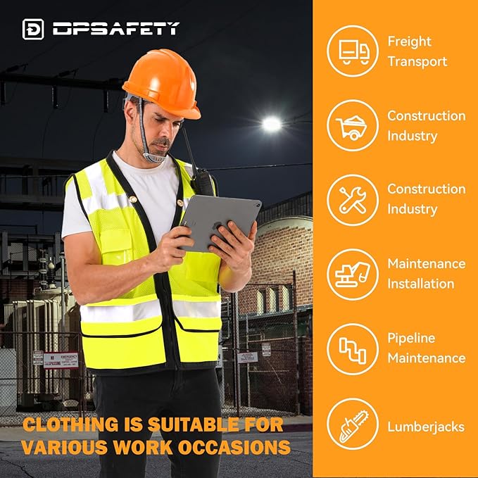 Reflective Safety Vest,Heavy Duty Class 2 Hi Vis Vest-Ansi/Isea Standard,Construction Work Safety Vest(Lime,2XL)