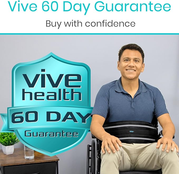 Vive Wheelchair Seatbelt - Safety Belt For The Elderly - Harness For Adults - Adjustable Straps For Chair/Bed Restraint - Patients Care - Falling out Prevention - For The Elderly, Pregnant & Paralyzed