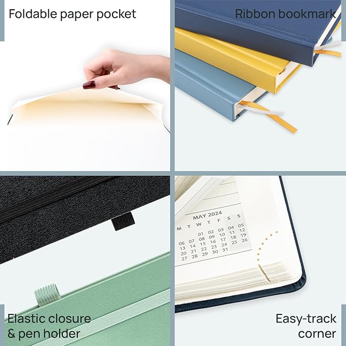 POPRUN 2026 Planner (Medium Size 8.5''x 6.5'' Hardcover) - Daily Weekly and Monthly Calendar Agenda 2026 Appointment Book with Hourly Time Slots, Monthly Tabs, 100 GSM - Haze Blue