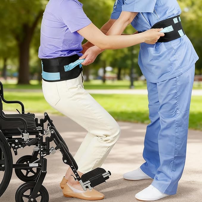 Transfer and Walking Gait Belt, Rehabilitation Assistive Device Safety Gait Belt with 7 Handles, Stroke Patients Standing Walking Recovery Training Belt