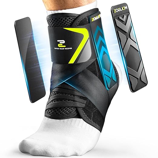 Quick Lace Up Ankle Brace with Side Stabilizing Pads, Slim Fit Ankle Support Brace, Adjustable & Breathable Ankle Support for Men Women, Ankle Stabilizer for Sprain,Injury Recovery,Sports,M