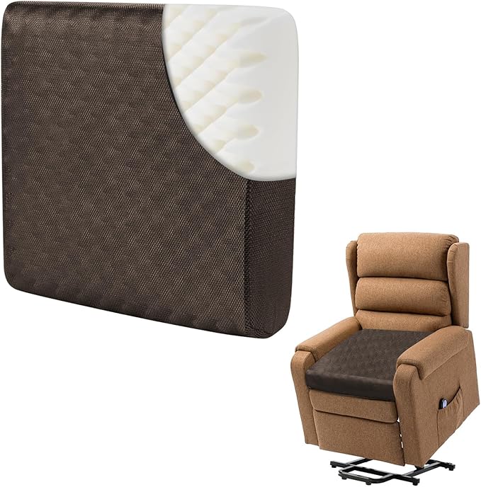 Extra Thick 5" Recliner Cushions for Elderly, 20"x20" Egg Shaped Foam Recliner Chair Cushion, Extra Large Egg Chair Cushion - Comfort & Support for Long Sitting - Brown - 20"x20"x5"