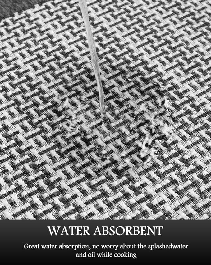 PADOOR Non Slip Kitchen Rugs Sets of 2 - Extra Large 2.5'x6' + 20"x32" (Rectangular + Semicircular) Runner Rugs Non Skid Washable, Absorbent Kitchen Floor Mat for in Front of Sink 2 Piece Grey