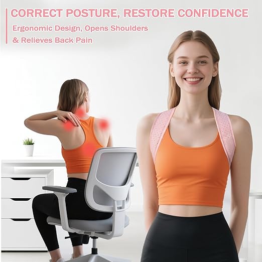 Posture Corrector for Women - Thin & Invisible Back Brace for Posture - Adjustable Back Support Brace - Relieve Upper Back Discomfort & Regain Confidence, L(36-45") 1 PCS