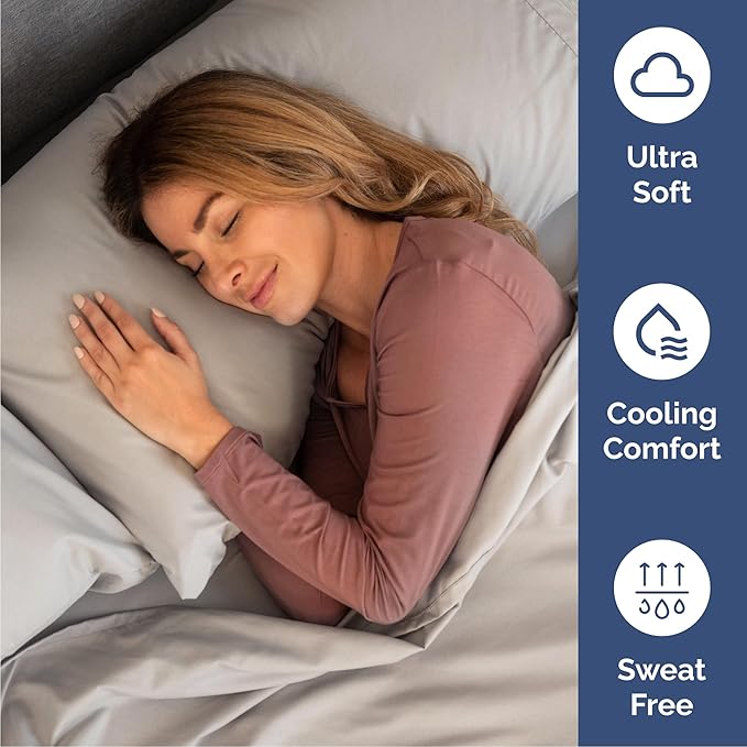 Queen 6 Piece Sheet Set - Cooling & Breathable Bed Sheets - Hotel Luxury Bed Sheets for Women, Men, Kids & Teens - Bedding w/Deep Pockets & Easy Fit - Soft & Wrinkle Free - Queen Light Grey Sheets
