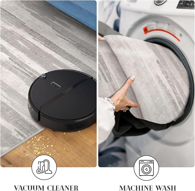 Modern Abstract Entryway Rug Indoor 2x3 Neutral Washable Non-Slip Soft Small Area Rug Light Beige and Grey Kitchen Mat Thin Print Faux Wool Floor Carpet for Entrance Bedroom