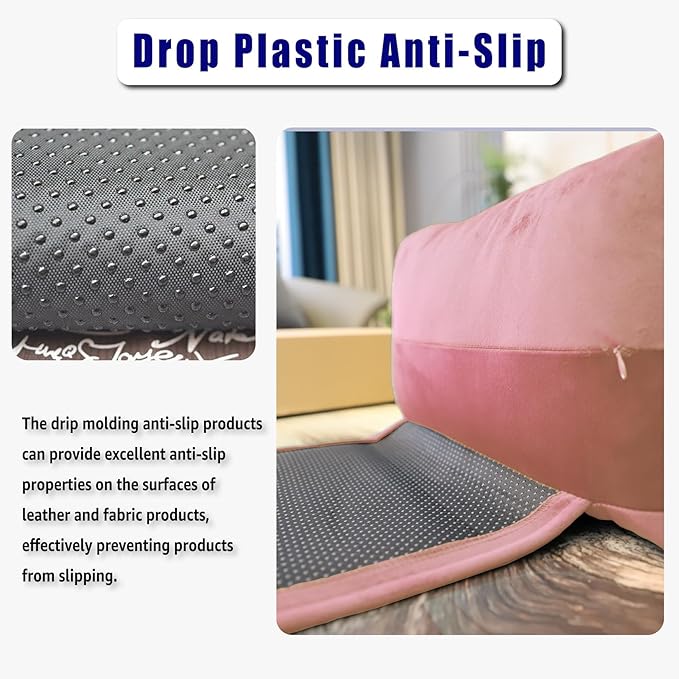 Velvet Recliner Head Pillow with Non-Slip Base - Adjustable Neck Support for Pain Relief in Home, Office and Travel (Pink)