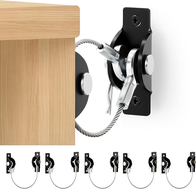 Furniture Anchors Anti-Tip Kit (6 Pack)- Furniture Straps for Baby Proofing, Secure 400 lbs Cabinet Prevent Falling Prevention Strap, Wall Anchor Prevent Child Pet Safety, HOME MASTER HARDWARE.