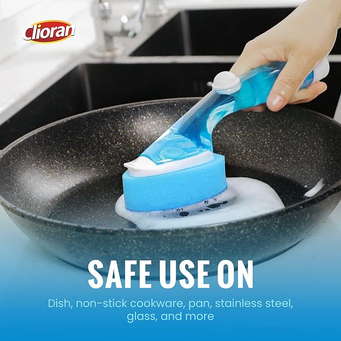 Leak Proof Dishwand Refills with Scrub Dots,Non Scratch Sponge Heads for Dish Wand,20% Thicker Heavy-Duty Scrubber Replacement,Fits Most Handles,Works with All Dish Soaps,Ideal for Kitchen