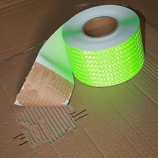 Industrial Reflective Tape Green 4 inch Wide, Outdoor Waterproof Hazard Conspicuity Safety Marking Tape (166 feet)