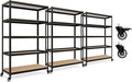 HOMEDANT House 5-Tier Metal Rolling Cart Shelf Rack Casters Heavy Duty Laminated Wheel Shelving Unit Adjustable Utility Storage Shelves Organizer Shelf Kitchen Garage (3, (L) 48.1" W, Black)