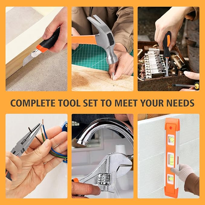 247 Piece Tool Set, General Home/Auto Repair Tool Kit, Combination Package Mixed Tool Set Hand Tool Kit with Plastic Toolbox Storage Case