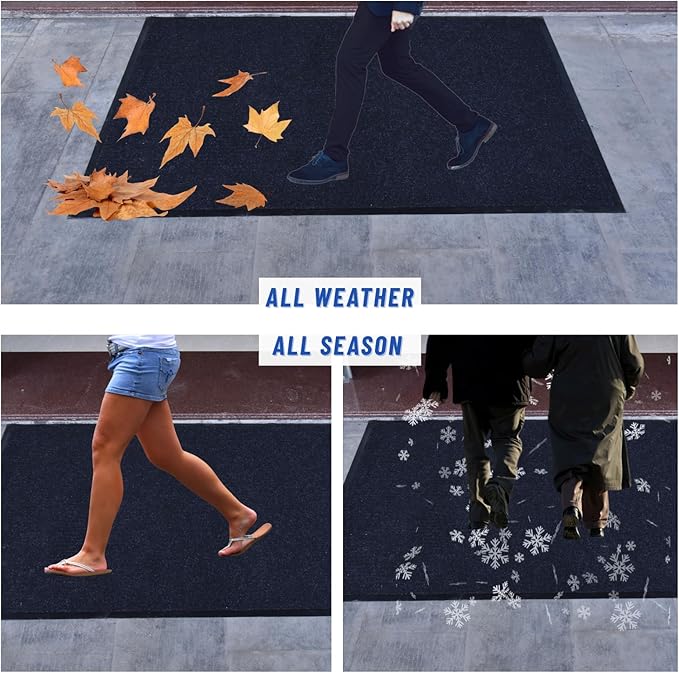 2 Pack Front Door Mat, 60"X36" Waterproof Indoor Outdoor Entrance Welcome Doormat Front Door Industrial Rug Ideal for Entrance， Patio, Muddy Shoe, Low Profile, Non-Slip, Easy to Clean — Grey
