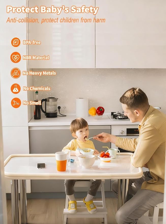 Edge Protector for Baby Proofing, 6.6FT 0.67’’Th L-Shape Air Buffering Soft NBR Rubber Foam Furniture Edge Bumper Guards with 6 Corners, Pre-Taped, Thick Table Bumper Guard for Babies (Beige)