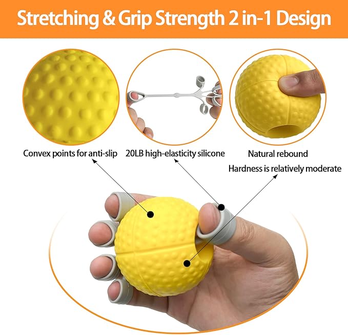 Hand Exercise Ball Squeeze Balls for Hand Therapy Finger Extension Exerciser Finger and Wrist Strengthener, Hand Grip Strengthener for Elderly, Weak Hand, Arthritis, Stroke, Carpal Tunnel