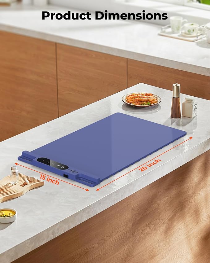 Electric Warming Mat for Food (2-Pack)-Full Surface Fast Heating Silicone Warmer Tray with 3-Level Temperature, Auto-Off, Raised Feet for Table Protection for Gatherings, Parties,Home Buffets