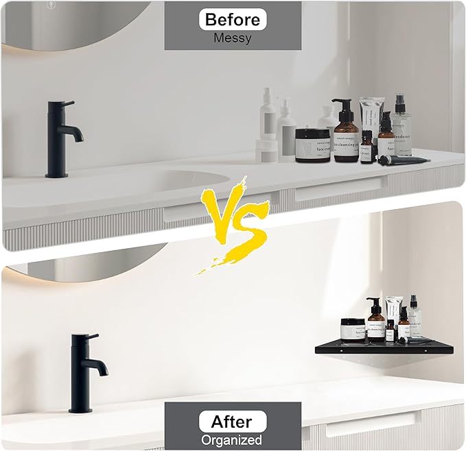 Bathroom Corner Shelf 11" Slot Design Recessed Shower Shelves for Tiled Wall, 304 Stainless Steel Corner Shelves for Bathroom Organizer No Drilling, Matte Black 1 Pack