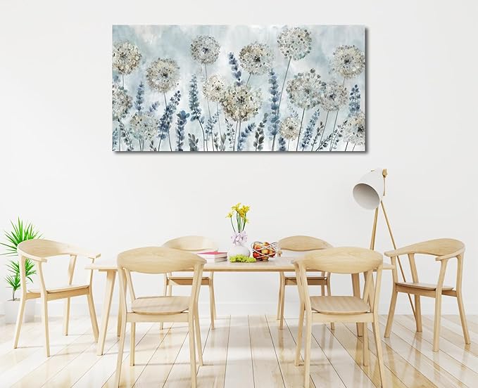 VEAEE Farmhouse Canvas Wall Art - Flowers Dandelion Wall Pictures,Living Room Decor,Nature Artwork Prints Abstract Grass Paintings for Bedroom Home Office Decoration 24"x48"