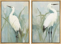 MUDECOR Framed Canvas Print Wall ArtWhite Heron Pair in Marsh Coastal Illustrations Modern Art Decorative Bohemian Colorful for Living Room, Bedroom, Office - 16"x24"x2 Natural