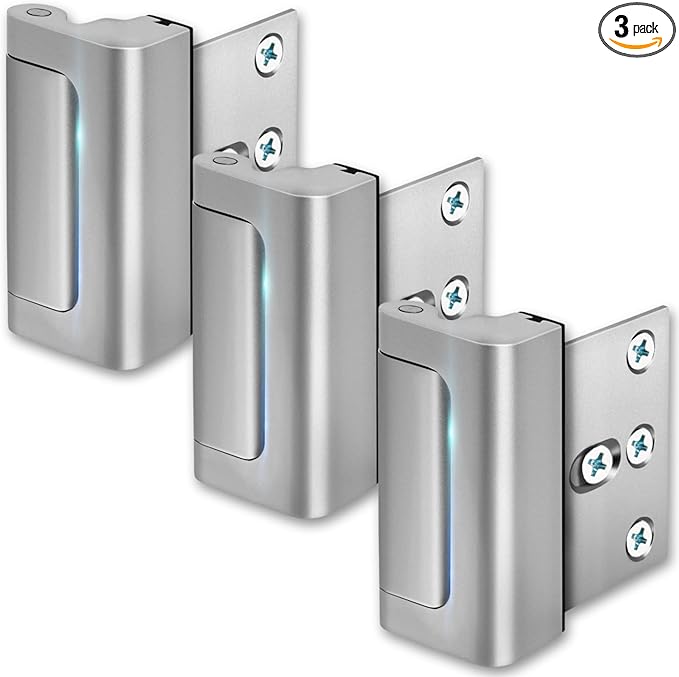 Door Reinforcement Lock - Home Security Child Proof Door Lock withstands 800 lbs, for Inward Swinging Doors, Door Locks for Kids Safety, Prevents Unauthorized Entry, Home Defense, 3-Pack