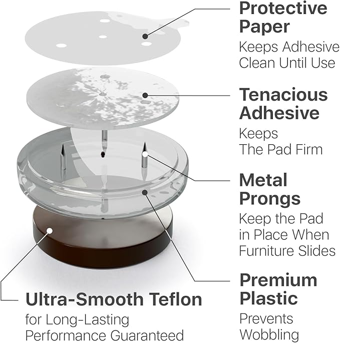 X-Protector Chair Glides - 8 PCS 1" - Premium Furniture Glides with Prongs - Brown Chair Leg Floor Protectors - Slide Objects Effortlessly with Furniture Sliders for Hardwood Floors!