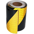 Yellow and Black Reflective Tape 12 inch Wide, Outdoor Waterproof Hazard Conspicuity Warning Industrial Marking Tape (66 feet)