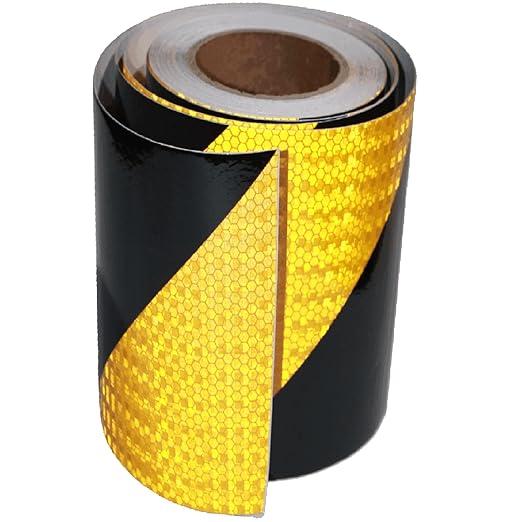 Yellow and Black Reflective Tape 12 inch Wide, Outdoor Waterproof Hazard Conspicuity Warning Industrial Marking Tape (66 feet)
