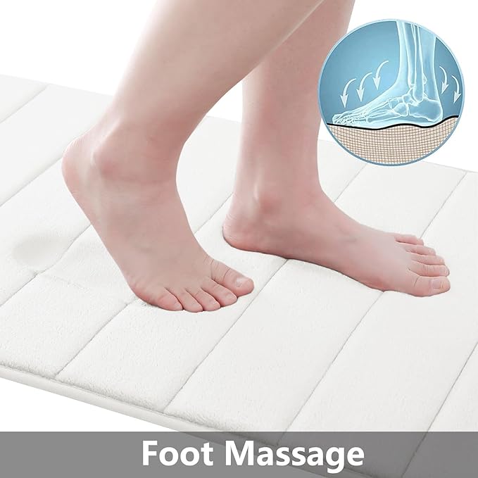 Buganda Memory Foam Bath Mat, 55" x 24", Ultra Soft and Non-Slip Bathroom Rugs, Water Absorbent and Machine Washable Bath Rug Runner for Bathroom, Shower, and Tub, Ivory