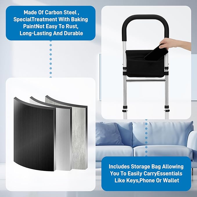 Stand Assist Aid for Elderly with Extra Non-Slip Threaded Base, Adjustable Stand Assist, Hip Knee Surgery Recovery Aid Walking Cane, Standing Aid for Couch, Bedside, Toilet, and More
