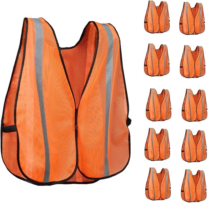 KAYGO High Visibility Safety Vest 1-Inch Reflective Strips Front/Back, KG0008, Breathable Mesh, One Size, Unisex