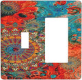 Abstract Ombre Colorful Indian Mandala 2 Gang Light Switch Covers Single Toggle Rocker Combination Wall Plate Cover Electrical Faceplate Decorative Switchplate for Livingroom Bedroom Bathroom Decor