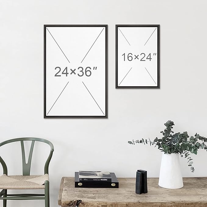 MUDECOR Framed Wall Art Print Set Brown and Gray Grunge Paint Stroke Landscape Abstract Shapes Illustrations Modern Minimalist Chic Relax/Calm for Living Room, Bedroom, Office - 24"x36"x2 Black