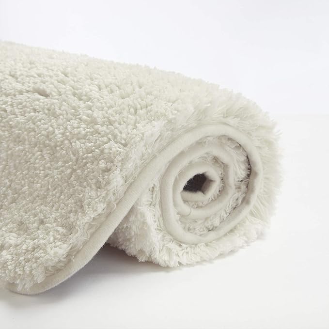 Suchtale Non Slip Bath Mat - Soft Microfiber Shaggy Bath Mat for Bathroom, Machine Washable, Thick Plush, Water Absorbent (16 x 24 Ivory)