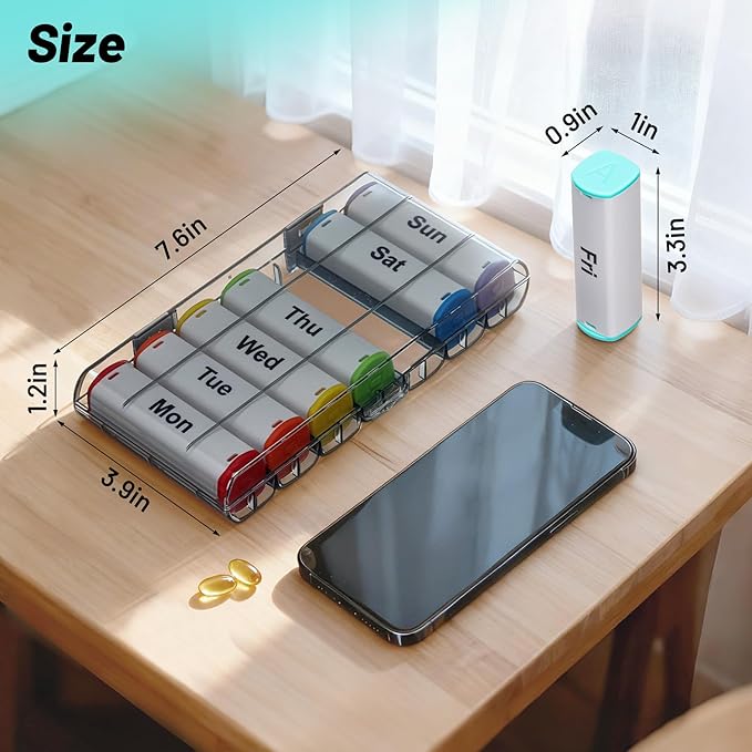 Weekly Pill Organizer 2 Times a Day - 7 Day AM PM Pill Box Large Travel Pill Case, Daily Pill Container Dispenser for Vitamins, Supplements, Fish Oils, Medication Storage Pill Holder, White