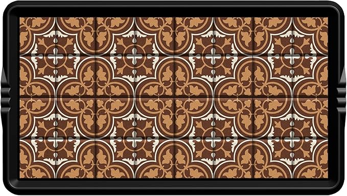 BEHERO Boot Tray Shoe Mat Decorative Patterned, Rubber Boot Matt Tray Indoor and Outdoor Use, 16" x27.5" Shoe Cleaning Mat Non-Slip, Shoe Storage Waterproof with Artistic Prints for Entryway(Brown)