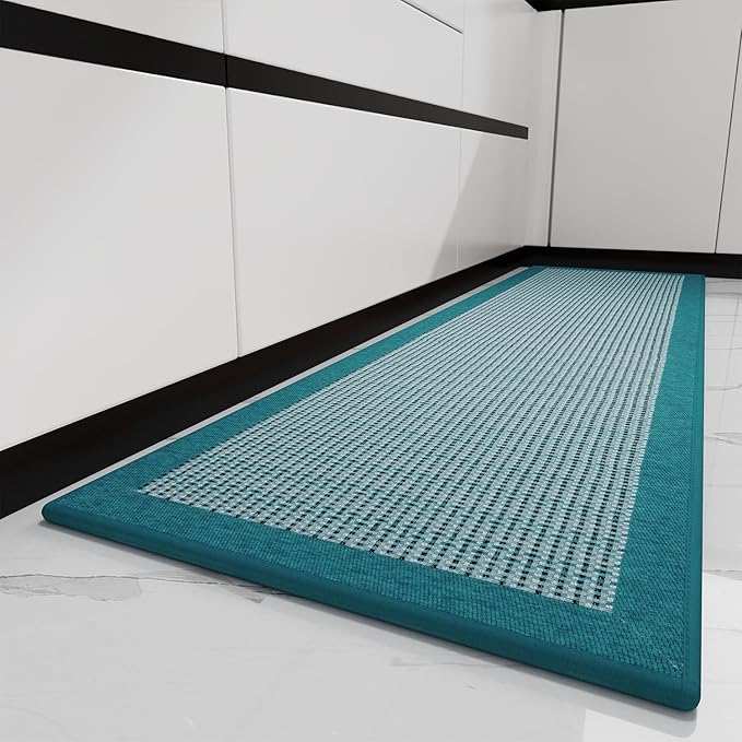 PADOOR Kitchen Mats for Floor, Kitchen Rugs Non Slip Washable, Rubber Backed Kitchen Runner Super Absorbent Kitchen Floor Mat Sink Rug, 20"x32" Teal