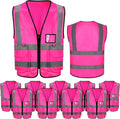 EBOOT 10 Pcs Safety Vests High Visibility Safety Vest with Reflective Strips for Construction Outdoor Running Cycling Walking