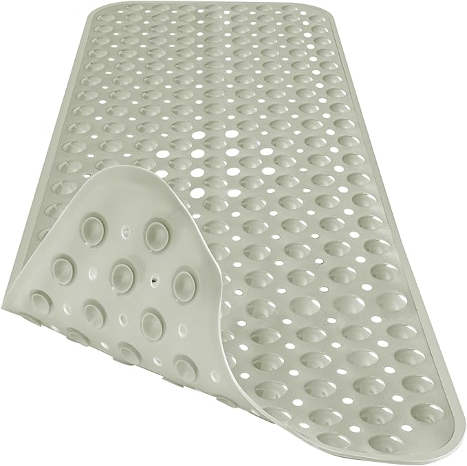Extra Long Bathtub Mat Non Slip, Camel Soft Bath Mat for Tub 40 x 16 Inch Full Size, Bath Tub Shower Mats for Bathroom Floor with Big Suction Cups and Drain Holes, Easy Washable, BPA Free