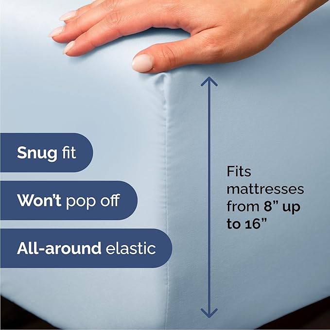 Cal King 6 Piece Sheet Set - Cooling & Breathable Bed Sheets - Hotel Luxury Bed Sheets for Women, Men, Kids & Teens - Deep Pocket Bedding w/Easy Fit - Soft & Wrinkle Free - Cal King Sky Blue Sheets
