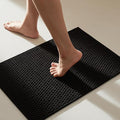 Black Bathroom Rugs Non Slip Washable, Super Absorbent Thin Bath Mat Quick Dry Low Pile Bathroom Rug, Black 20''x30''