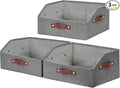 Closet Organizers and Storage, Linen Trapezoid Storage Bins with Handles, Collapsible Shelf Organizer for Blanket, Towel, Clothes, Hats, Purse (Gray)