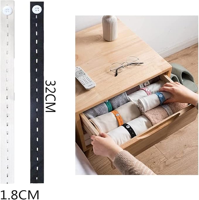 Elastic Band with Buttonholes, 20Pcs Closet Organizer for Bed Sheet, Clothes Organization System for Drawer, Blanket Storage Band, Wardrobe Space Saver for Bedding Comforter Sweater Towel, White