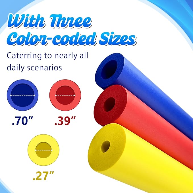 12 Pack Foam Grip Tubing for Utensils Tools Pens - 3 Sizes, Comfort Grip for Elderly, Disabled, Arthritis, Multicolor